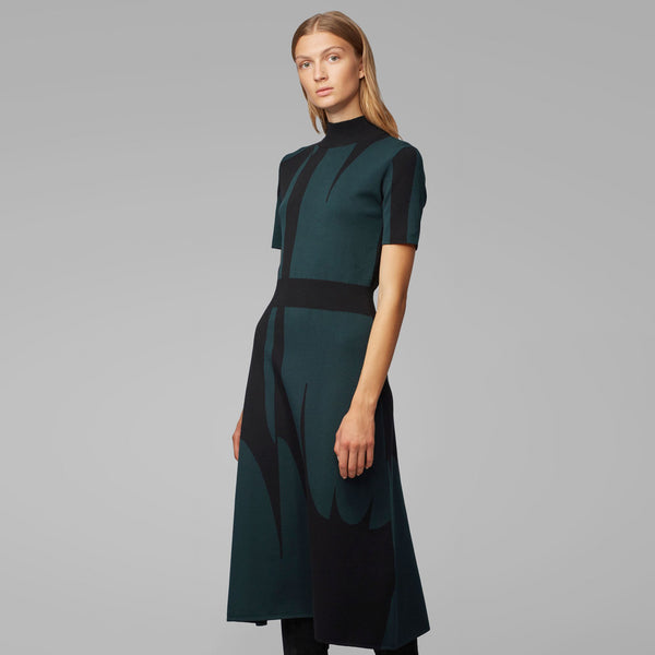 BOSS - abito Faeh - fitted cut - verde scuro e nero