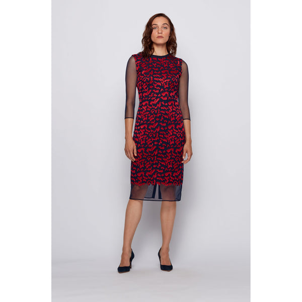 BOSS - abito Edyla - fitted cut - rosso e navy