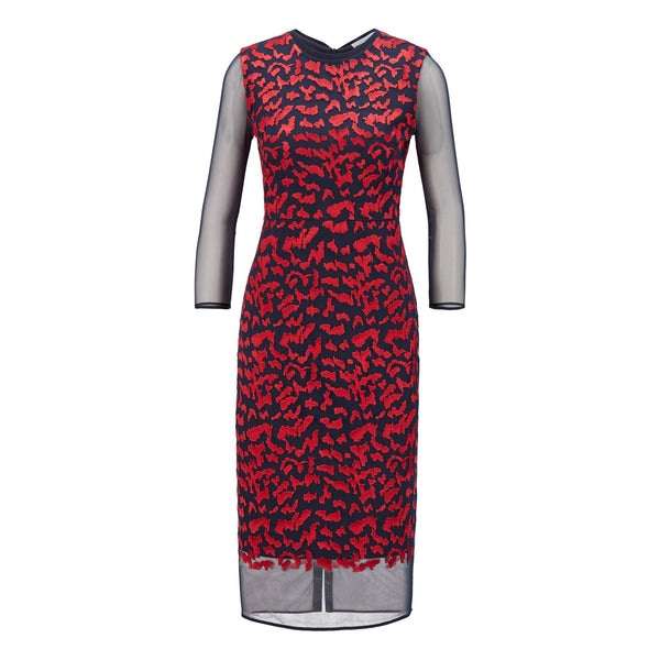 BOSS - abito Edyla - fitted cut - rosso e navy