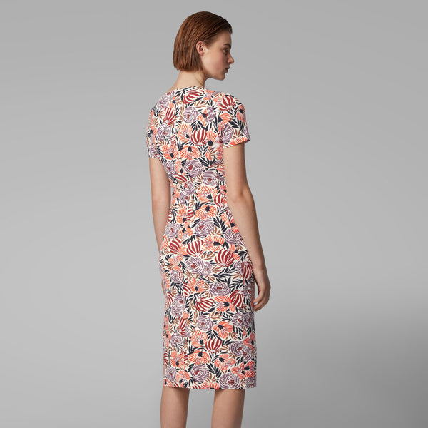BOSS - abito Erykah - fitted cut - rosa antico e multicolore