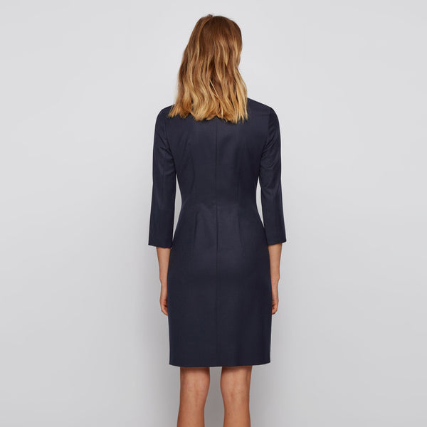 BOSS - abito Dadena - regular fit - lana - blu scuro