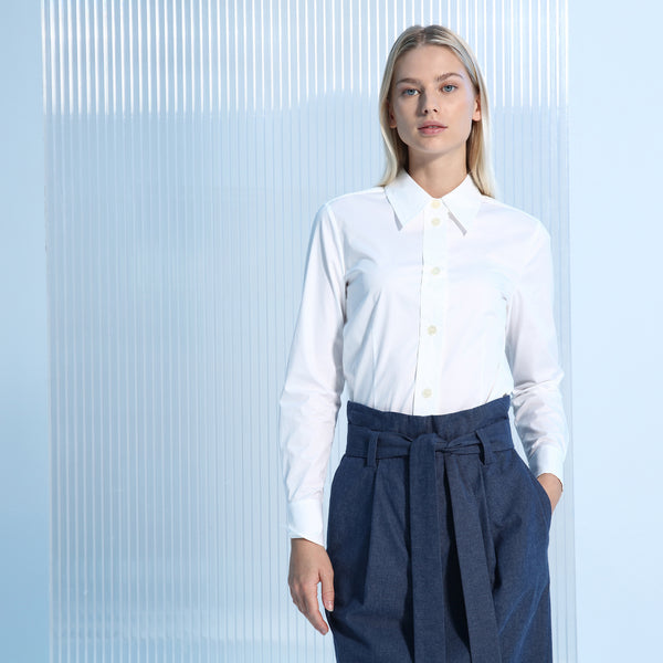 BOSS - blusa Bavidbo - tailored fit - cotone - bianco