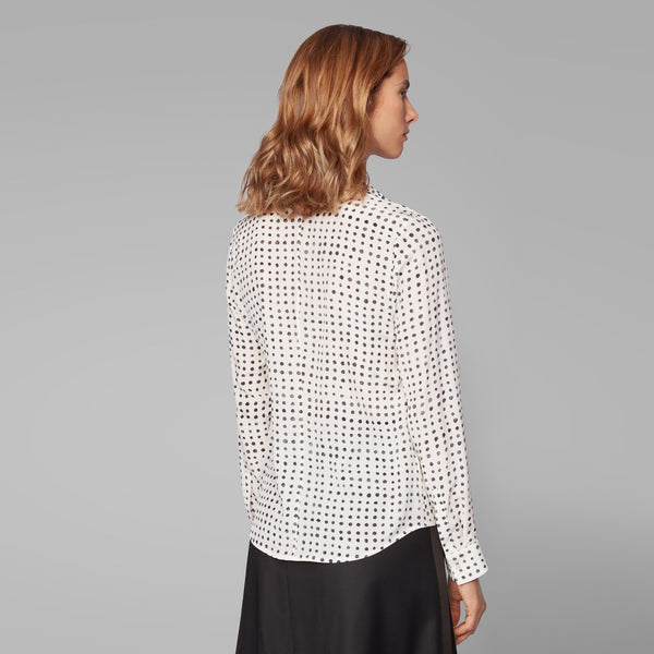 BOSS - blusa Banora - tailored fit - 100% seta - nero e bianco