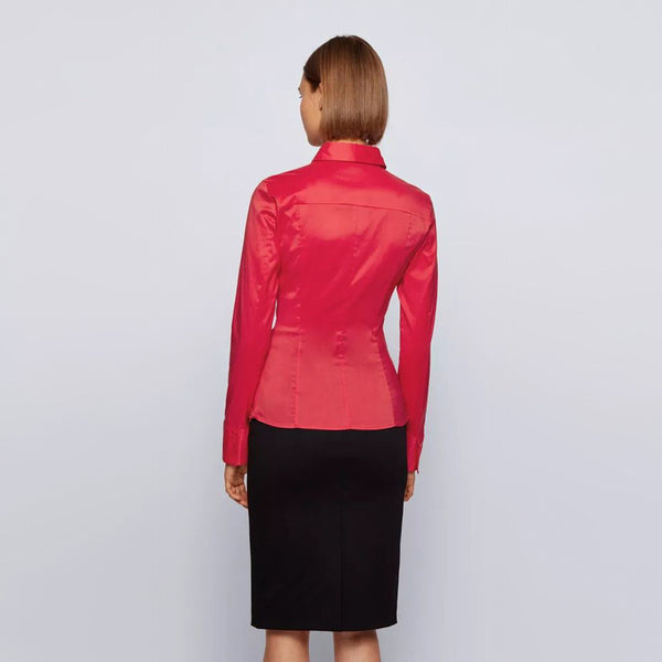 BOSS - blusa Bashina - fitted cut - rosso