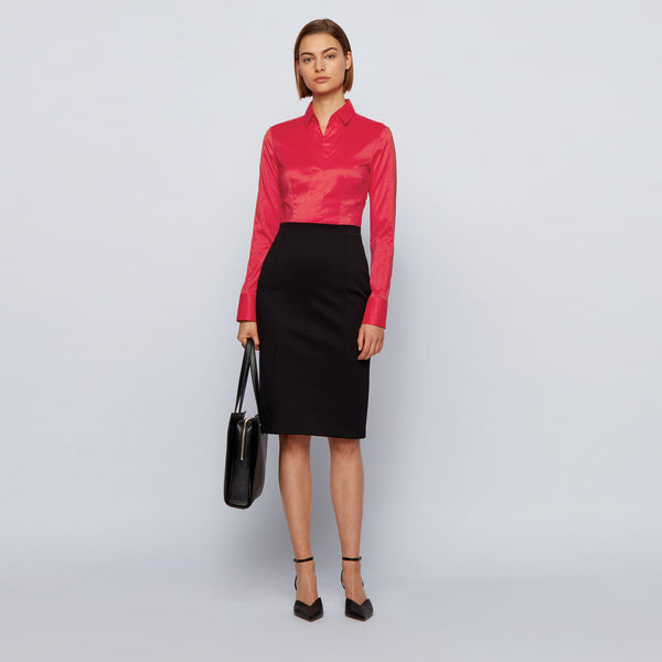 BOSS - blusa Bashina - fitted cut - rosso