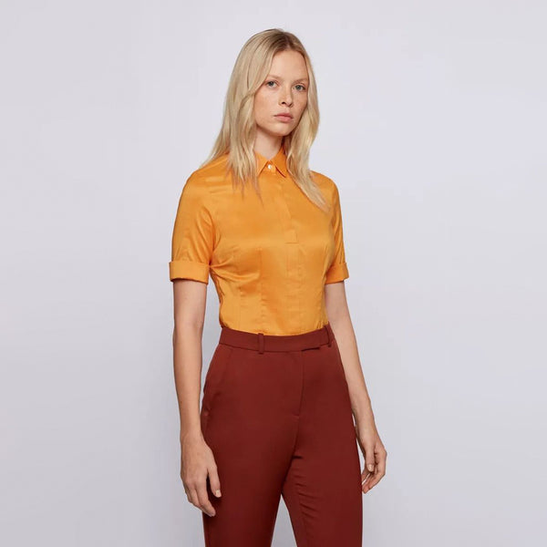 BOSS - blusa Bashini - regular fit - arancione