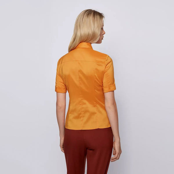 BOSS - blusa Bashini - regular fit - arancione
