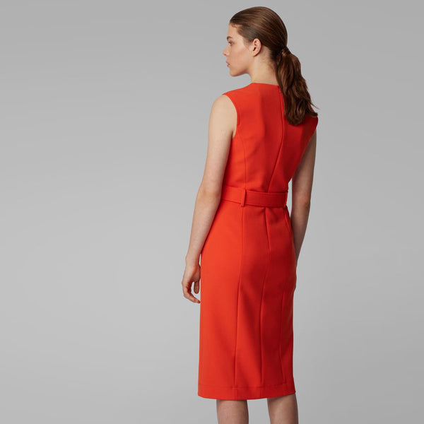 BOSS - Abito Dadorina - regular fit - scollo a V - arancione
