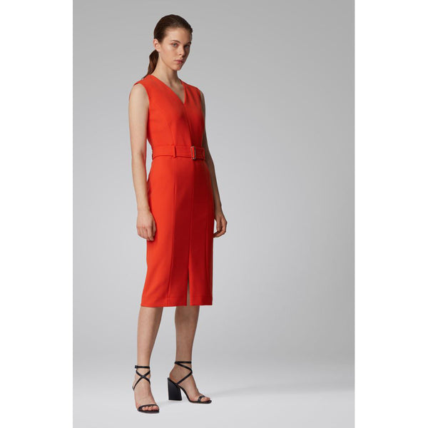 BOSS - Abito Dadorina - regular fit - scollo a V - arancione