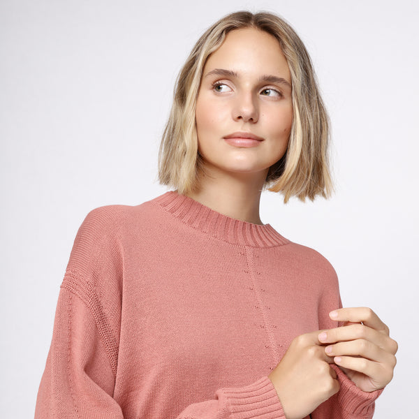 BOSS - maglia Ittaka - modello oversize - scollo rotondo - cotone - rosso pallido