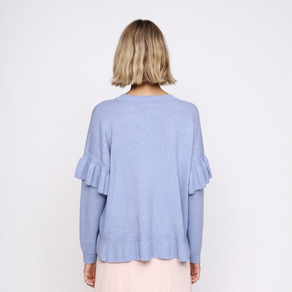 BOSS - maglia Francisca - scollo rotondo - blu pallido e verde acqua