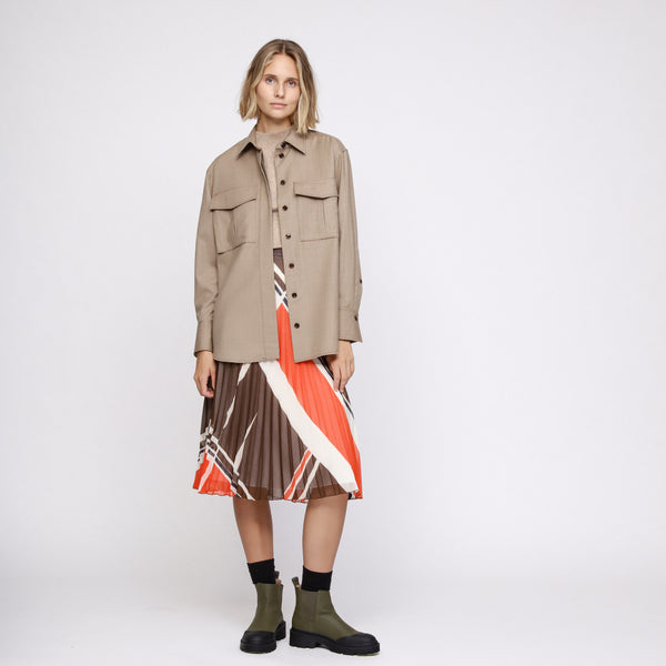 BOSS - blusa Bawak - tailored fit e relaxed fit - lana vergine - marrone pallido