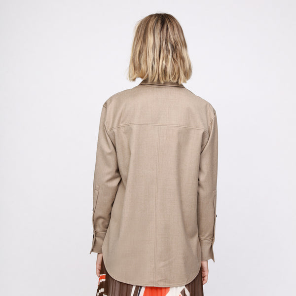 BOSS - blusa Bawak - tailored fit e relaxed fit - lana vergine - marrone pallido