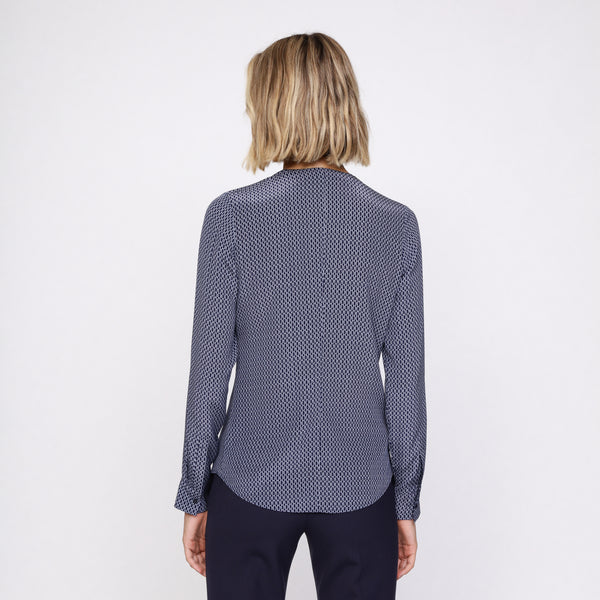 BOSS - blusa Banora - tailored fit e regular fit - 100% seta - multicolore e azzurro
