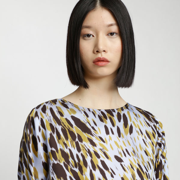 BOSS - blusa Ipiti - regular fit - scollo rotondo pronunciato - multicolore e giallo