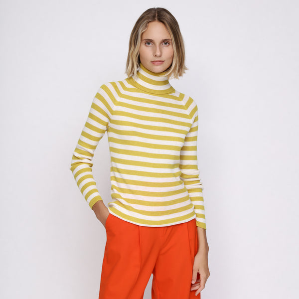 BOSS - maglia Waffin - slim fit - collo dolcevita - multicolore e crema