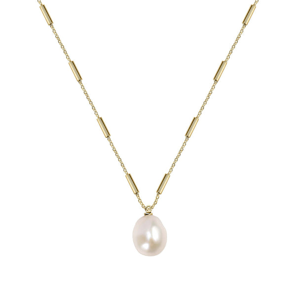 Collana Oriente - acciaio placcato oro - perla di coltura