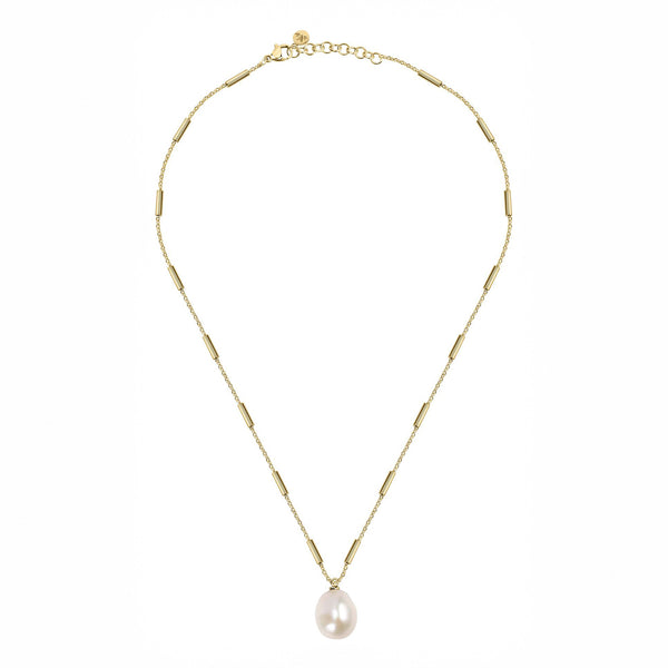 Collana Oriente - acciaio placcato oro - perla di coltura