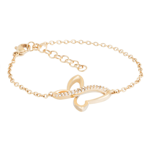 Bracciale Battito - argento 925, acciaio Pvd Oro e Cristalli - Color Oro e Bianco