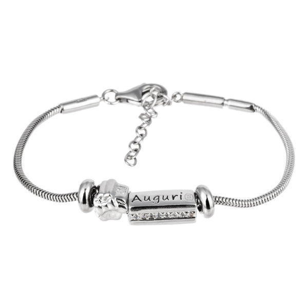 Bracciale con charms Solomia - argento 925 e cristalli - Lunghezza: 19.5 Cm