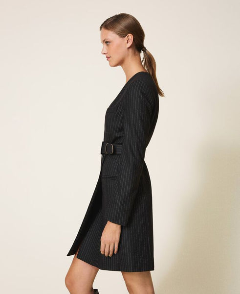 ⚡Abito gessato lurex con cintura
