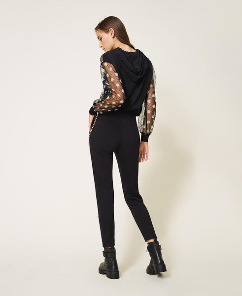 Pantaloni con ricamo di perle