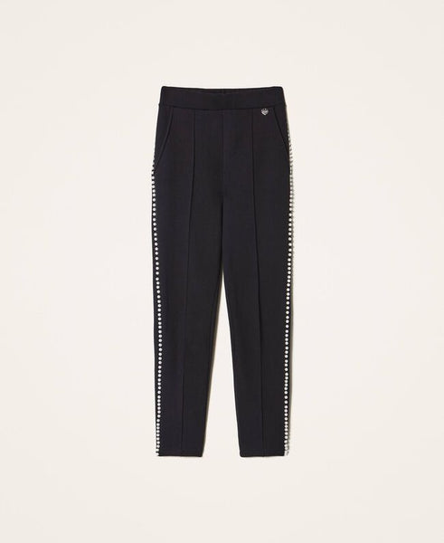 Pantaloni con ricamo di perle