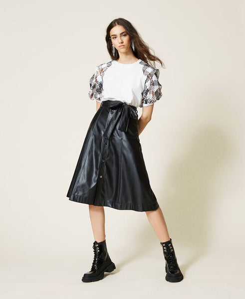 T-shirt con maniche in full paillettes check