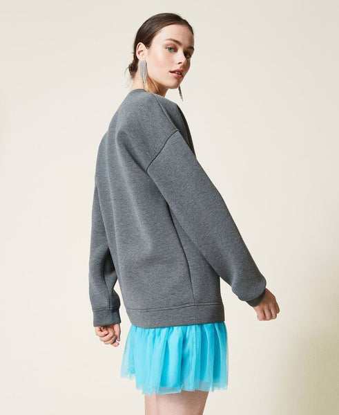 ⚡Abito in tessuto scuba con balza in tulle