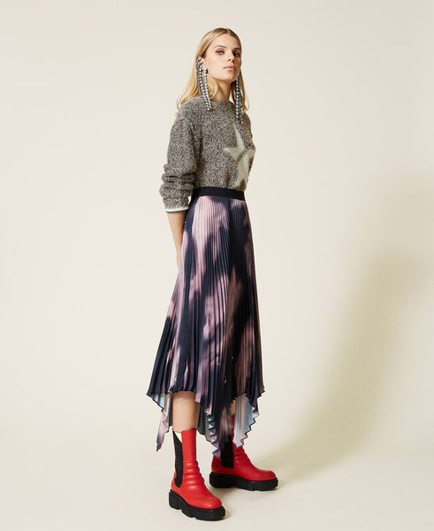 Gonna lunga 'Sphene' in twill stampato