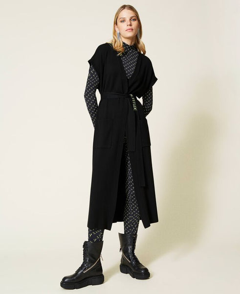 ⚡Gilet lungo con cintura logata