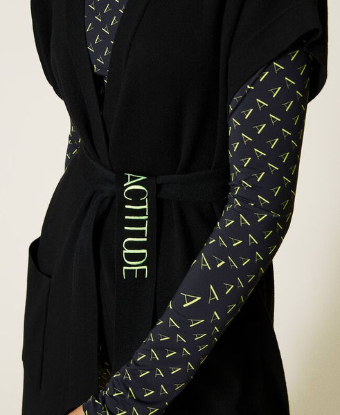 ⚡Gilet lungo con cintura logata