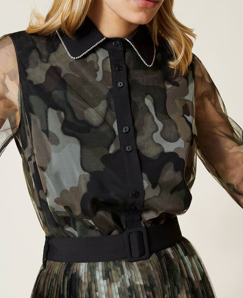 ⚡Abito in tulle con stampa camouflage