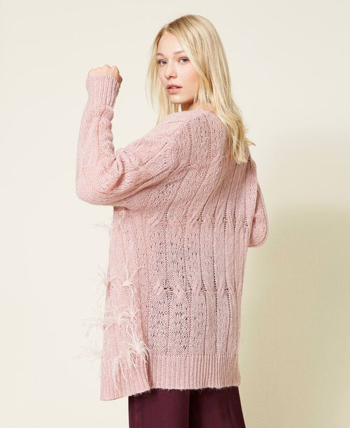 ⚡Cardigan in misto lana con piume