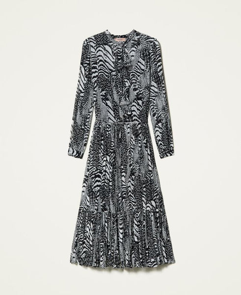 ⚡Abito lungo in creponne animalier