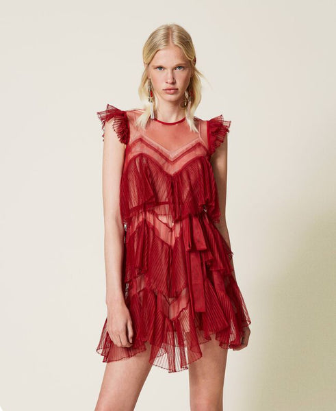 ⚡Abito corto in tulle a balze plissé