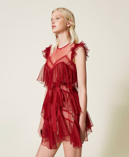 ⚡Abito corto in tulle a balze plissé