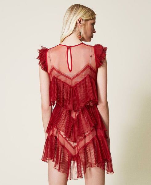 ⚡Abito corto in tulle a balze plissé