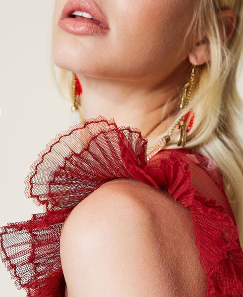 ⚡Abito corto in tulle a balze plissé