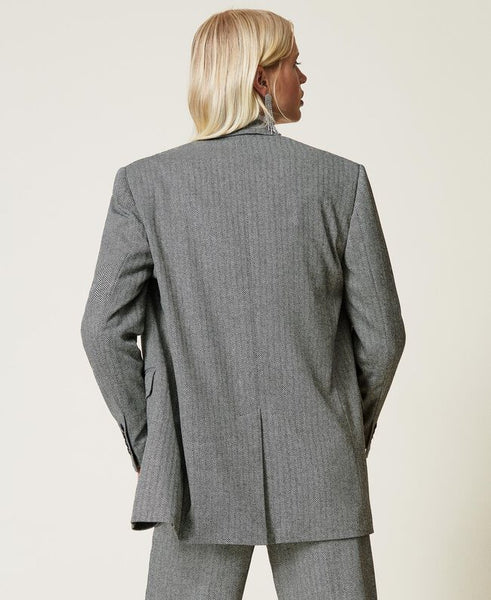 ⚡Giacca blazer in misto lana chevron