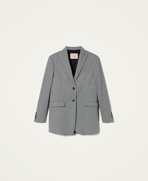 ⚡Giacca blazer in misto lana chevron