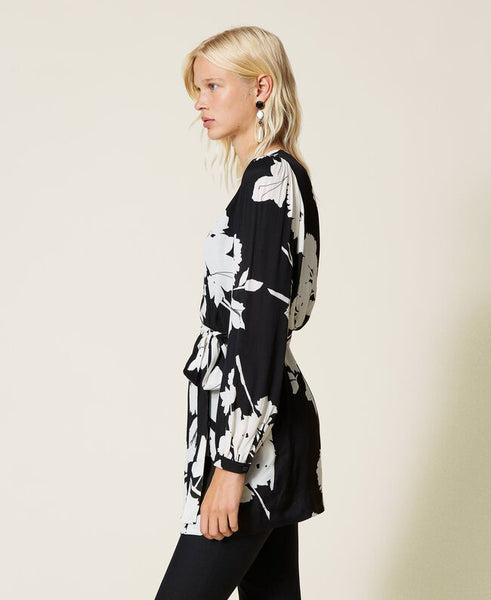 ⚡Abito a tunica in crêpe stampato a fiori