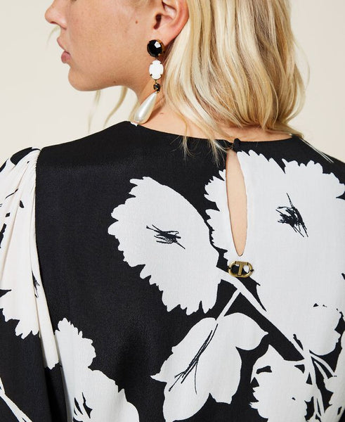 ⚡Abito a tunica in crêpe stampato a fiori