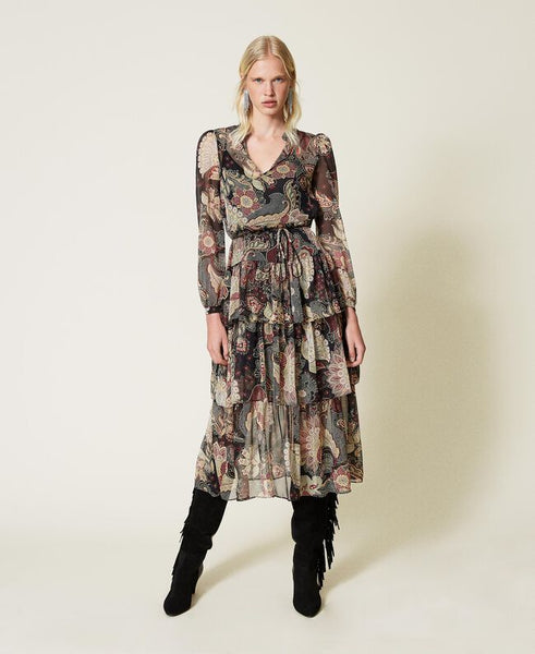 ⚡Abito lungo in creponne a fiori