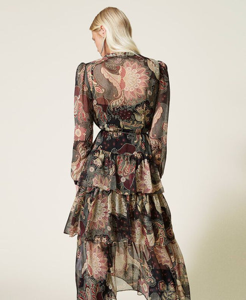 ⚡Abito lungo in creponne a fiori