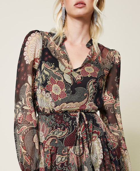 ⚡Abito lungo in creponne a fiori