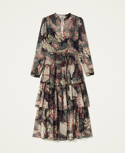 ⚡Abito lungo in creponne a fiori