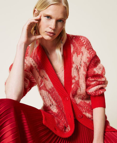 ⚡Cardigan in misto mohair traforato a fiori