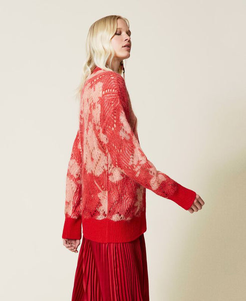 ⚡Cardigan in misto mohair traforato a fiori