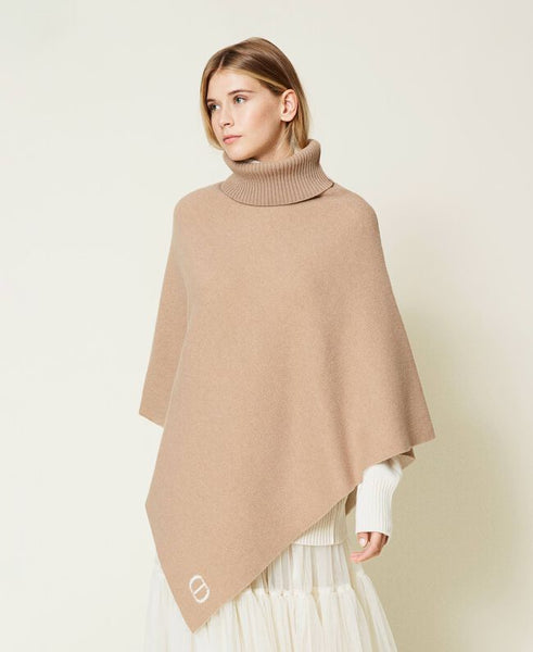 Poncho in misto lana merino 'responsible wool'